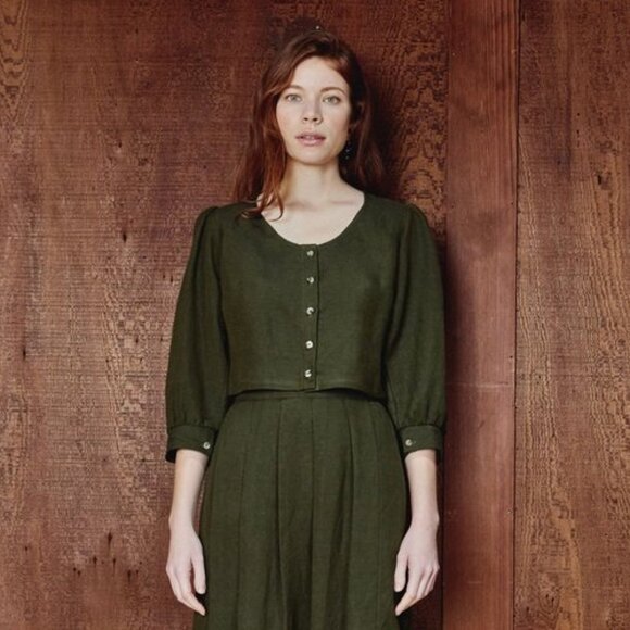 NWT First Rite Jude Blouse in Green Moss size Medium - Picture 1 of 2